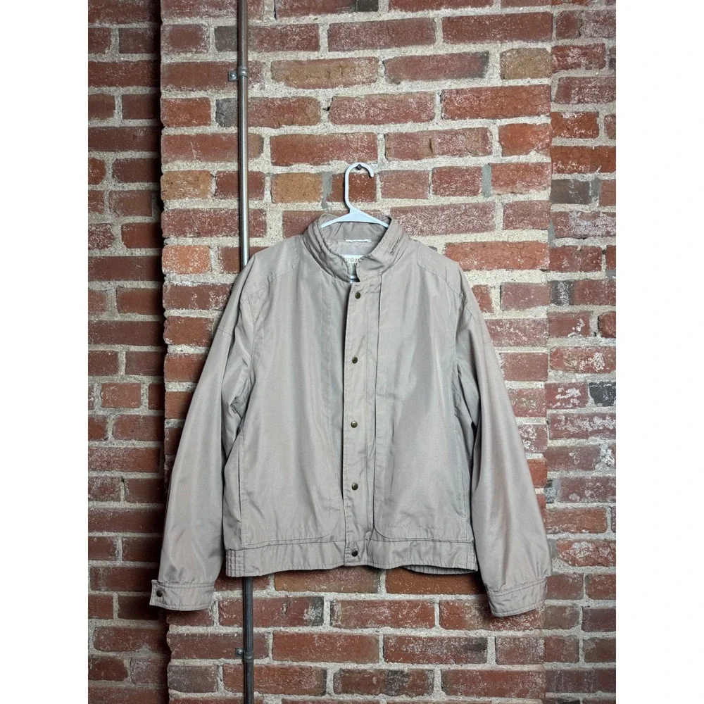 London Fog London Towne Vintage Tan Zip Up Jacket Hooded Mens 42 Regular Khaki